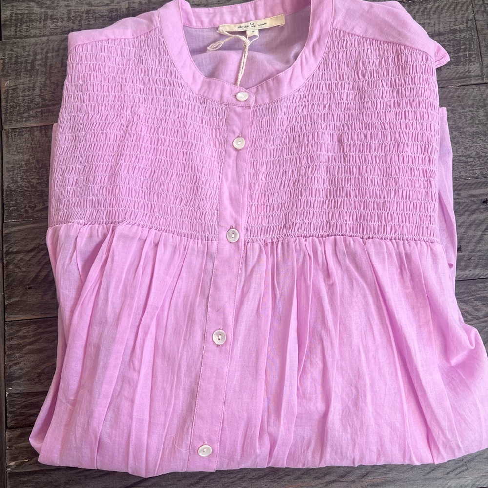 Circle of Trust 100% cotton Netherland Co, Pinkish lav Button Blouse NEW W TAGS